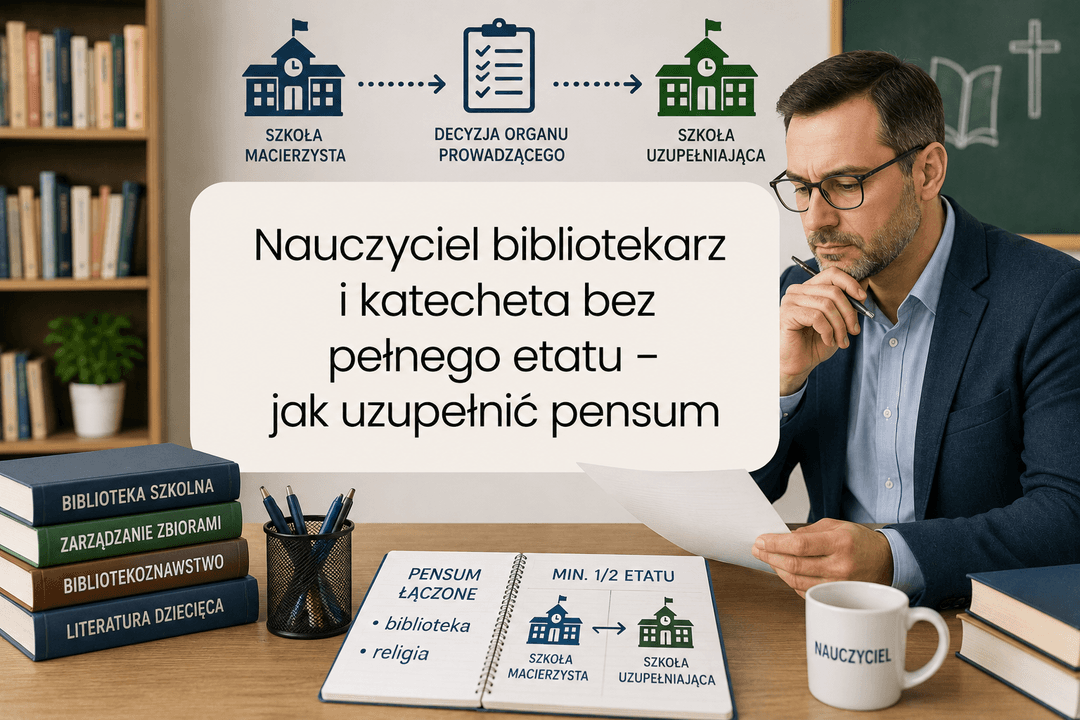 Nauczyciel bibliotekarz i katecheta bez pełnego etatu 