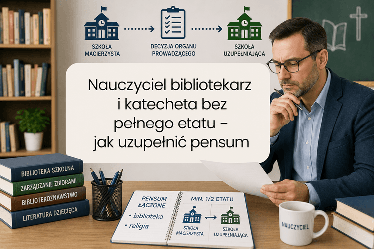 Nauczyciel bibliotekarz i katecheta bez pełnego etatu 