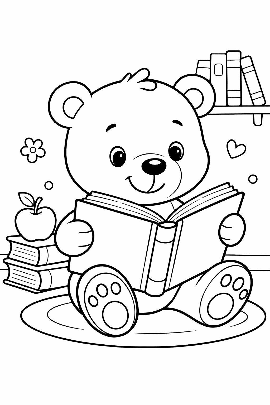 mały miś czyta książkę